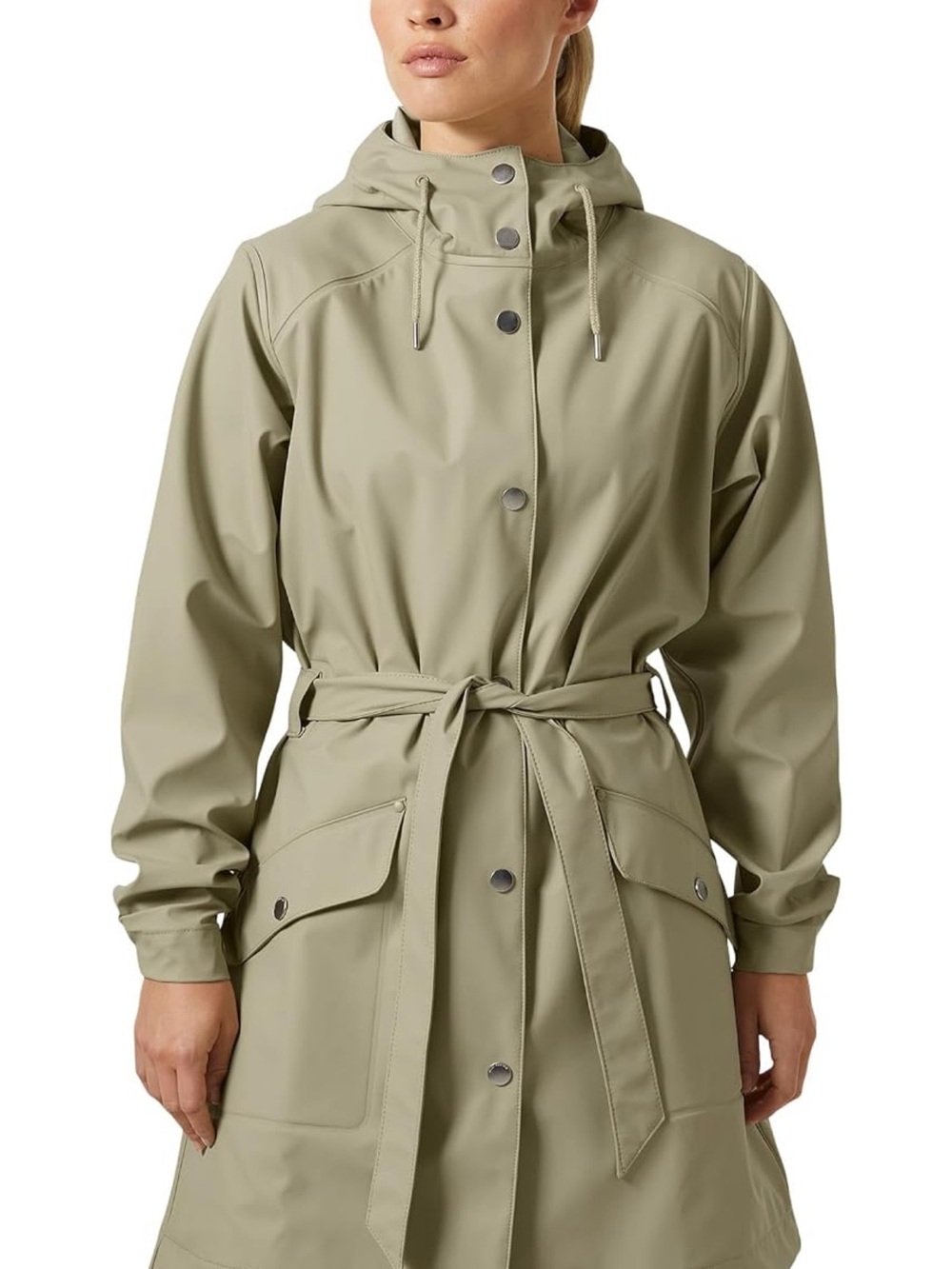 Helly Hansen Women's Sage Green Hooded Trench Raincoat